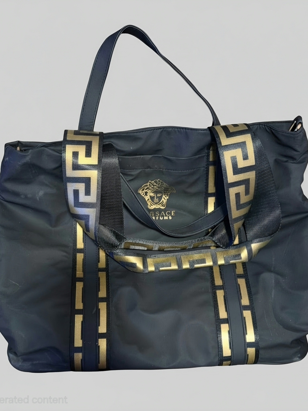Versace Parfum Black & Gold Logo Tote Bag